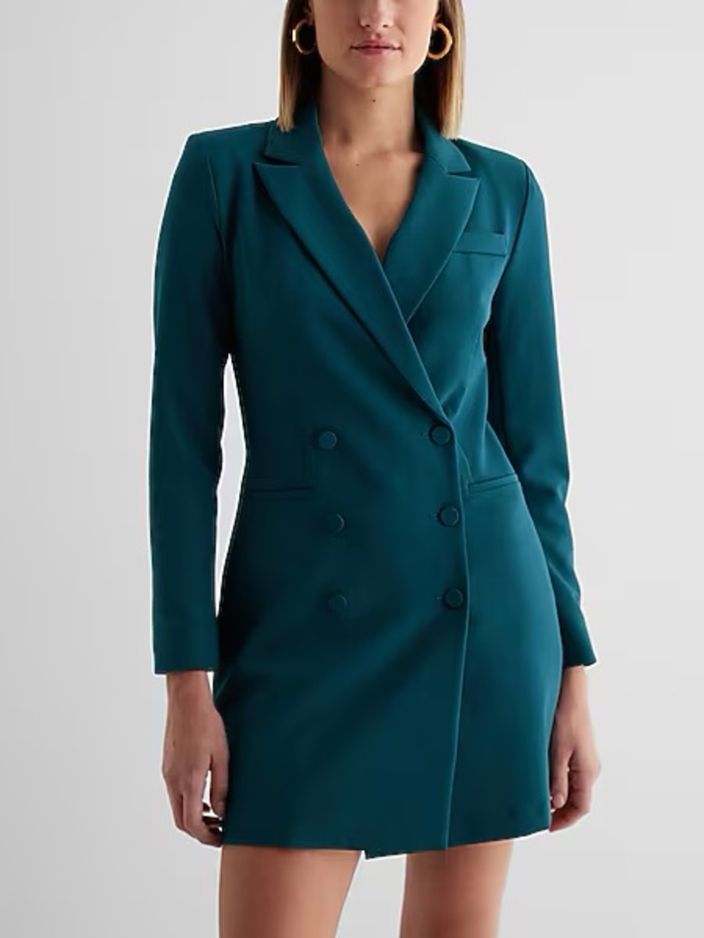 Express Teal Double-Breasted Blazer Dress